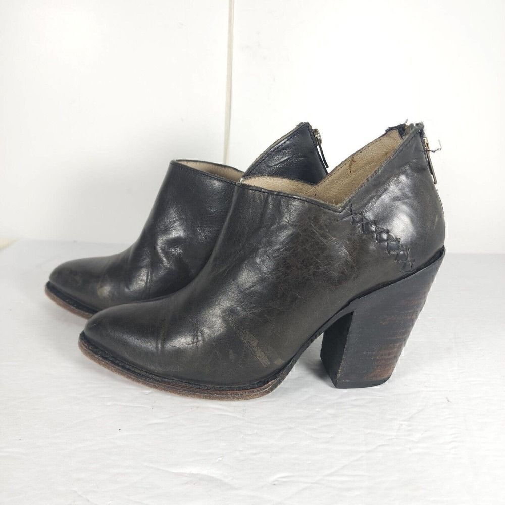 Freebird by Steven Women’s Steel US9 Dark Brown Leather Distressed Ankle Booties